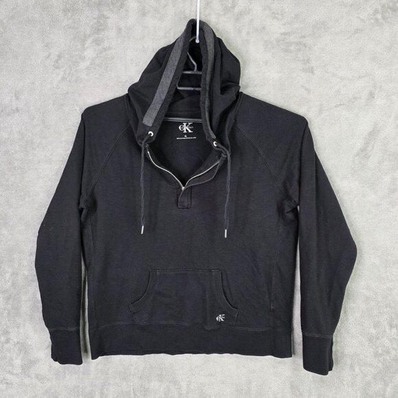 Womens Calvin Klein Black Hooded Pullover & Lounge Pants Set Cotton Blend XL - Picture 3 of 14